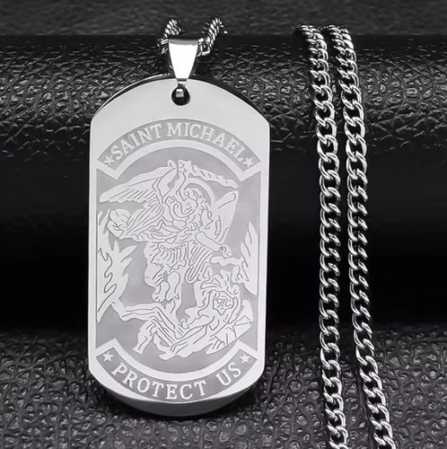 New Archangel Saint Michael Medal Necklace Stainless Steel Chain Protection - 第 1/5 張圖片