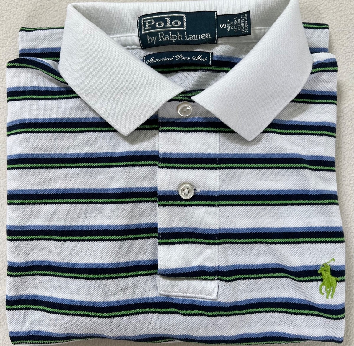 🔥Polo by Ralph Lauren MERCERIZED PIMA MESH COTTON STRIPED POLO