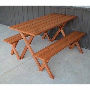 A L Furniture Cedar 5 Ft Economy Picnic Table With 2 Benches Ebay