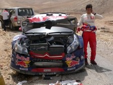 Sebastien Loeb's damaged car after a head on accident with Conrad - 2008 Photo