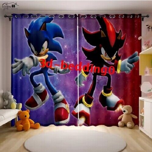 Boys Sonic The Hedgehog 3D Thick Blackout Curtains Thermal Ring Top Eyelet Gift - Picture 10 of 42