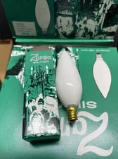 25 PCS 25-WATT  120 v Candelabra base ZAMPA STRAIGHT TIP FLUOPAL WHITE