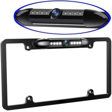 US License Plate Metal Frame Rear View Backup Camera CMOS HD LED Night Vision
