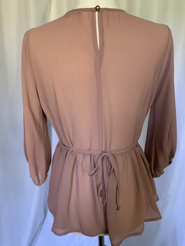 HYFVE Womens Poly Crepe Smocked Blouse Blush Pink, Large - Picture 9 of 11