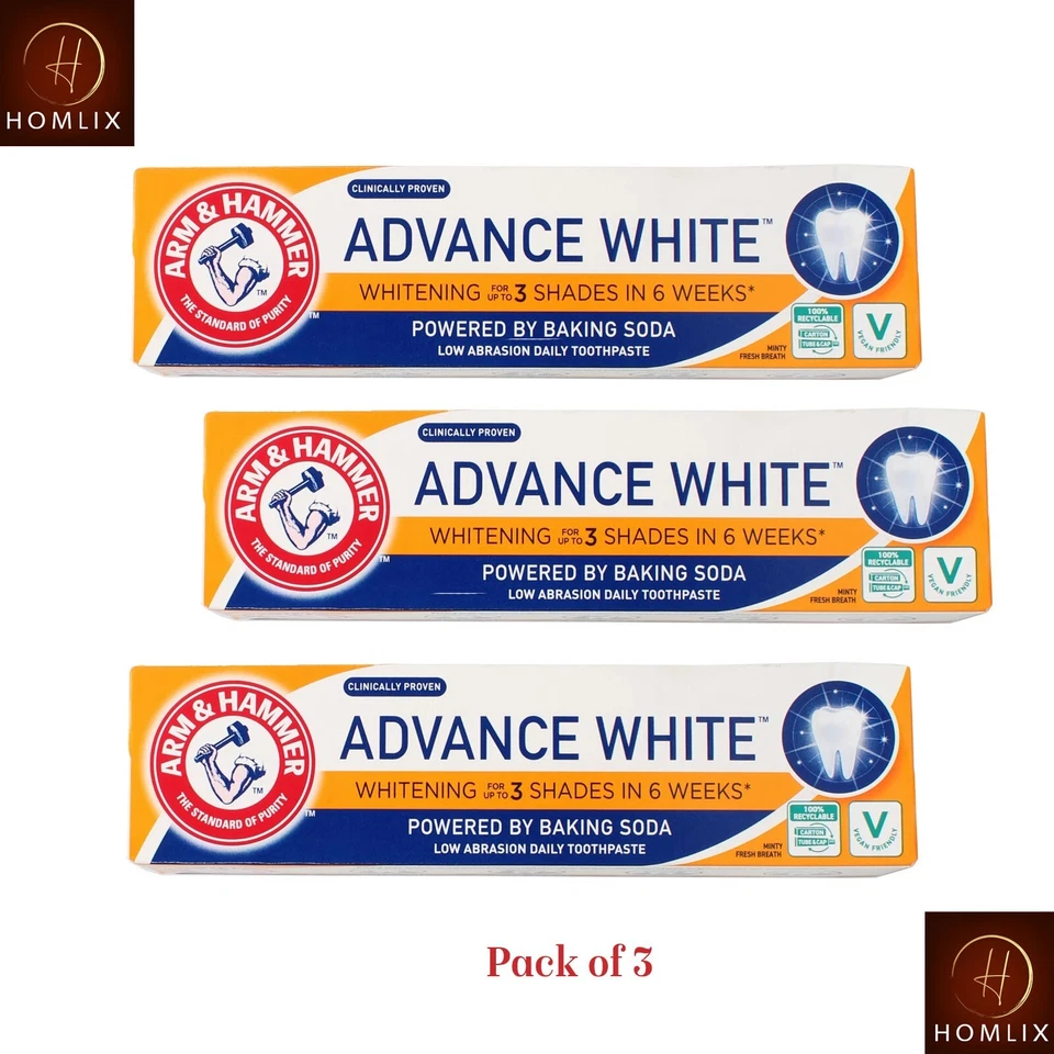 PLUS WHITE Arm & Hammer Advance White Extreme Whitening Baking Soda Toothpaste - Pack of 3
