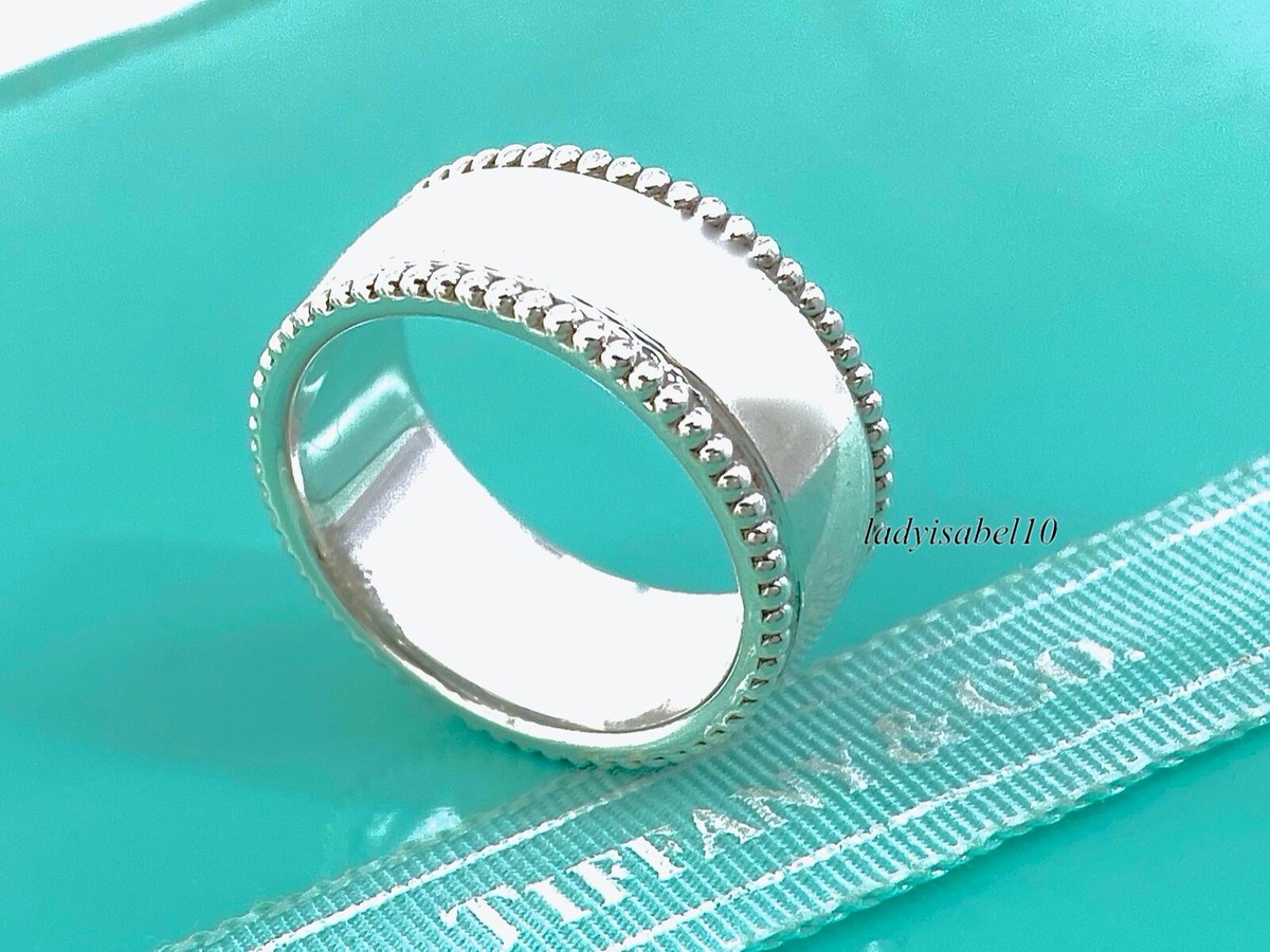 Tiffany & Co. Sz 8 Beaded Edge I LOVE YOU Wide Band Ring 925 Tiffany & Co. Sz 8 Beaded Edge I LOVE YOU Wide Band Ring 925