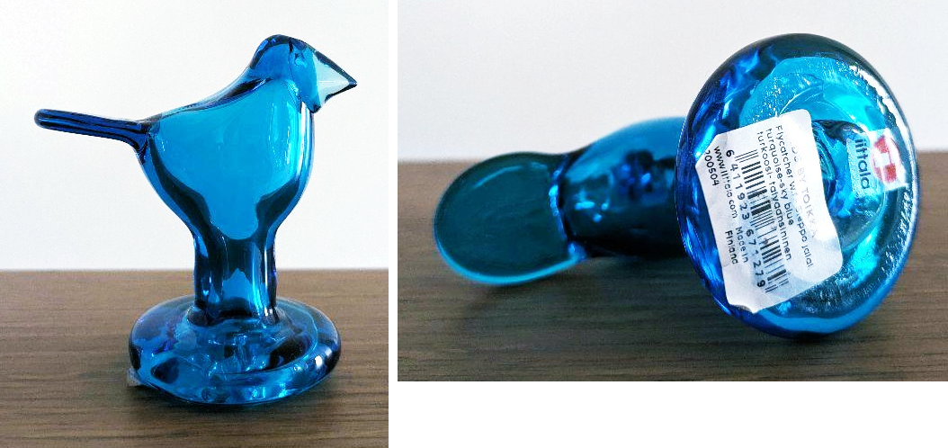 Iittala Birds Toikka Mini Sieppo Turquoise Sky Blue Glass