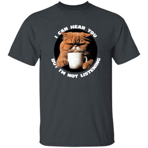 Camicia da caffè scontroso gatto, I Can Hear You But Not Listening divertente gatto - Foto 5 di 5