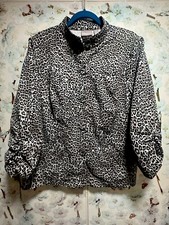 EUC Chico s Size 2 L Stretch Animal Print 3/4 Sleeves Jacket With Pockets