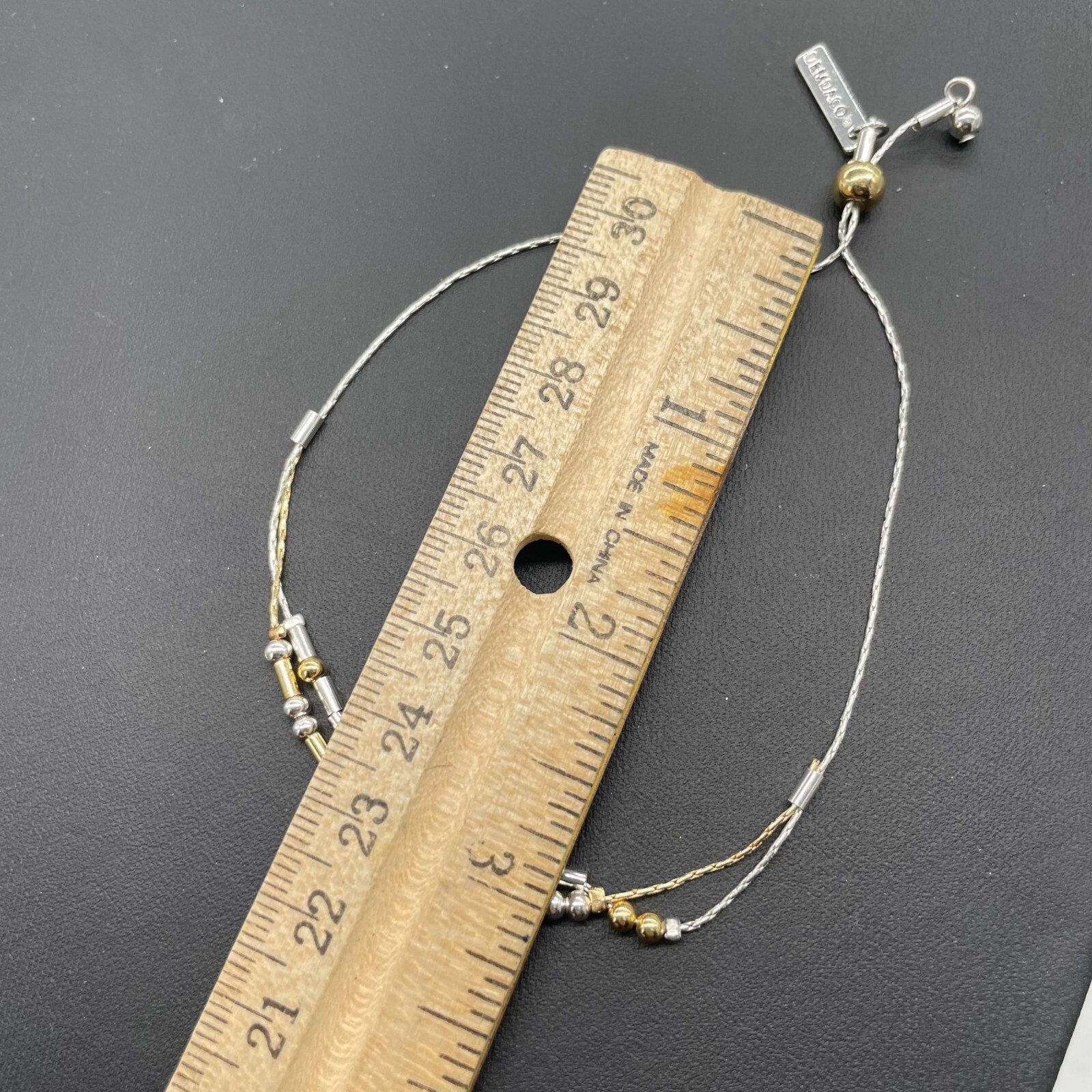 Demdaco Morse Code Bracelet Silver Gold Tone Bead… - image 7