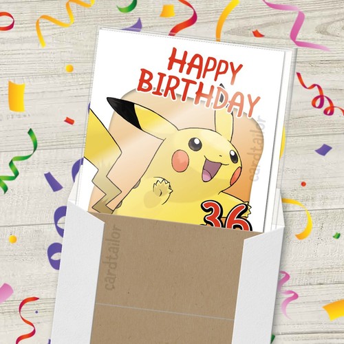 PIKACHU Personalised Birthday Card - a5 nintendo pokemon pokémon cute catch game - Picture 2 of 2