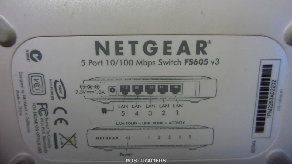 Netgear FS605 v3 Unmanaged 5-Port 10/100 Mbps Networking Hub Switch LAN - NO PSU - Bild 4 von 4