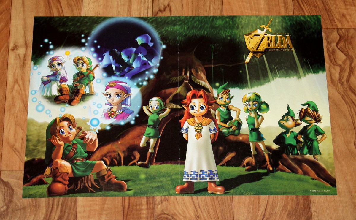 1998 The Legend of Zelda Ocarina of Time rare small Poster 40x26cm