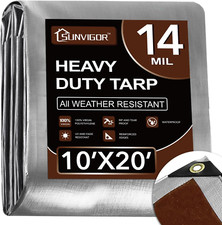 Tarp Waterproof 10X20Ft, Heavy Duty Tarp Cover Extra Thick 14 Mil Tear and UV Re