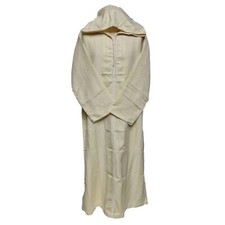 Moroccan Cream Striped Cashmere Wool Blend Hooded Thobe Djellaba