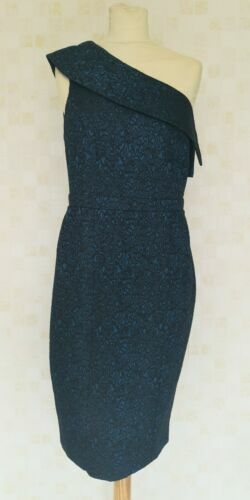 BCBG Max Azria One Shoulder Ruched Black Cocktail Dress w/ Metallic  Details, 0