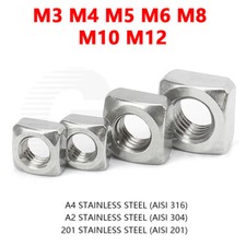 M3 M4 M5 M6 M8 M10 M12 Stainless Steel Square Nuts Chamfered DIN 557 316 304 201