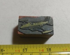 Vintage Letterpress Printing Block Airplane
