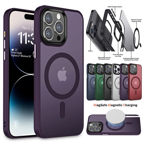 Coque fine magnétique transparente placage Magsafe pour iPhone 16 15 14 Pro 13 12 11 - Photo 2 sur 48