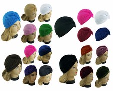 5 Lady Stretchy Turban for Women Head Band Chemo Hijab Pleated Indian Cap Hat