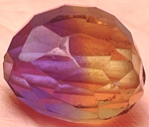Hand Facetted Ametrine Gemstone Pendant Size 14mm x13mm Vintage Bead - Picture 10 of 16