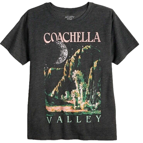 NWT Coachella Valley Graphic Tee T-Shirt Heather Black Juniors Size XL