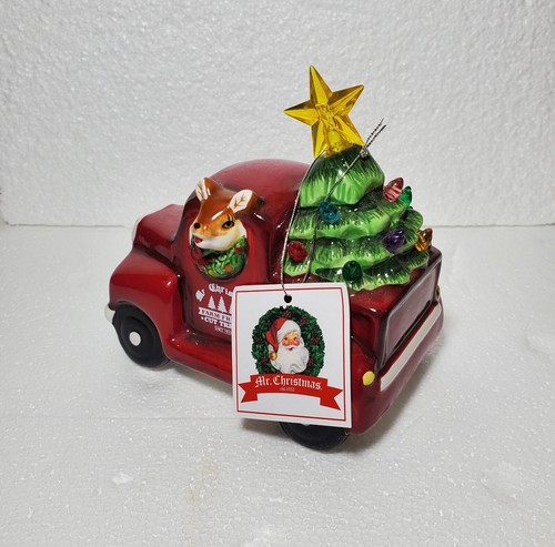 Vtg Designed In NY Farm Fresh Trees Mr Christmas Red Truck 5" Lighted Tree Top - Picture 2 of 9