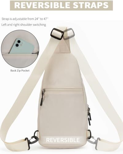 Small Sling Bag Crossbody for Men Women One Strap Shoulder Cross Body 01-beige - Bild 4 von 6