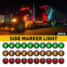 3/4" 12V Marker Lights LED Amber Red White Truck Trailer Round Side Bullet Light