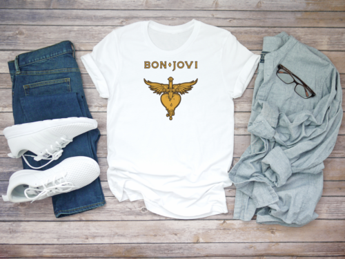 Bon Jovi Cover kurzärmlig weiß Herren T-Shirt T72 - Bild 2 von 5