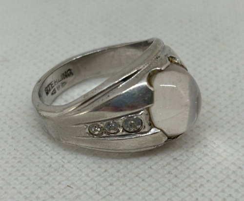 ANILLO de colección C&C Clark & Coombs PLATA ESTERLINA PIEDRA LUNAR Y CIRCONITA CÚBICA para hombre talla 11 - Imagen 5 de 9