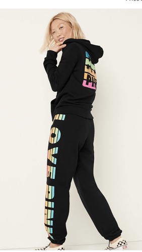Victoria’s Secret PINK Bling Full Zip Hoodie &sweat Pants Set❤️❤️Tropical XL - Picture 2 of 6