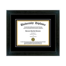 Single Diploma Frame with Double Matting in our Black SPT 1.5" Wood Moulding