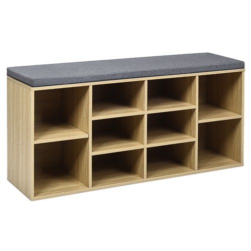 Entryway Padded Shoe Home Bench 10-Cube Organizer Bench Adjustable Nature