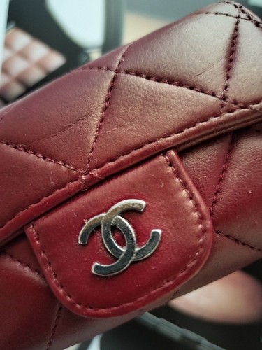 CHANEL 6 ring Key Case Matelasse Coco Mark Lambskin Leather Red France Auth - Picture 4 of 19