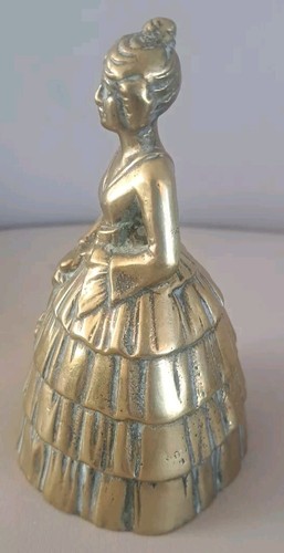 Vintage Brass Crinoline Lady Bell 12cm Tall. Clanger Missing. - Picture 4 of 6