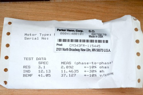 NEW Parker N0343FR-KMSB Nema34 Brushless DC Servo Motor w/ Resolver & Brake, 1kW - Picture 13 of 16