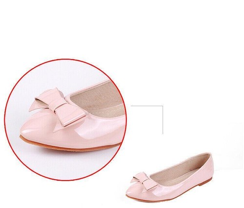 Damen-Slipper Schleife ballett spitz zulaufend flache Freizeitschuhe - Bild 9 von 14