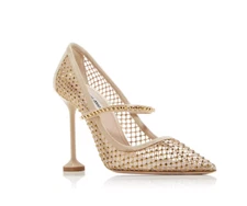 Miu Miu Women Embellished Mesh Pointed Toe Pumps Sabbia Size 38EU