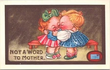 Illustrated PC Kute Kiddies Series "Not a Word to Mother" early 1900s