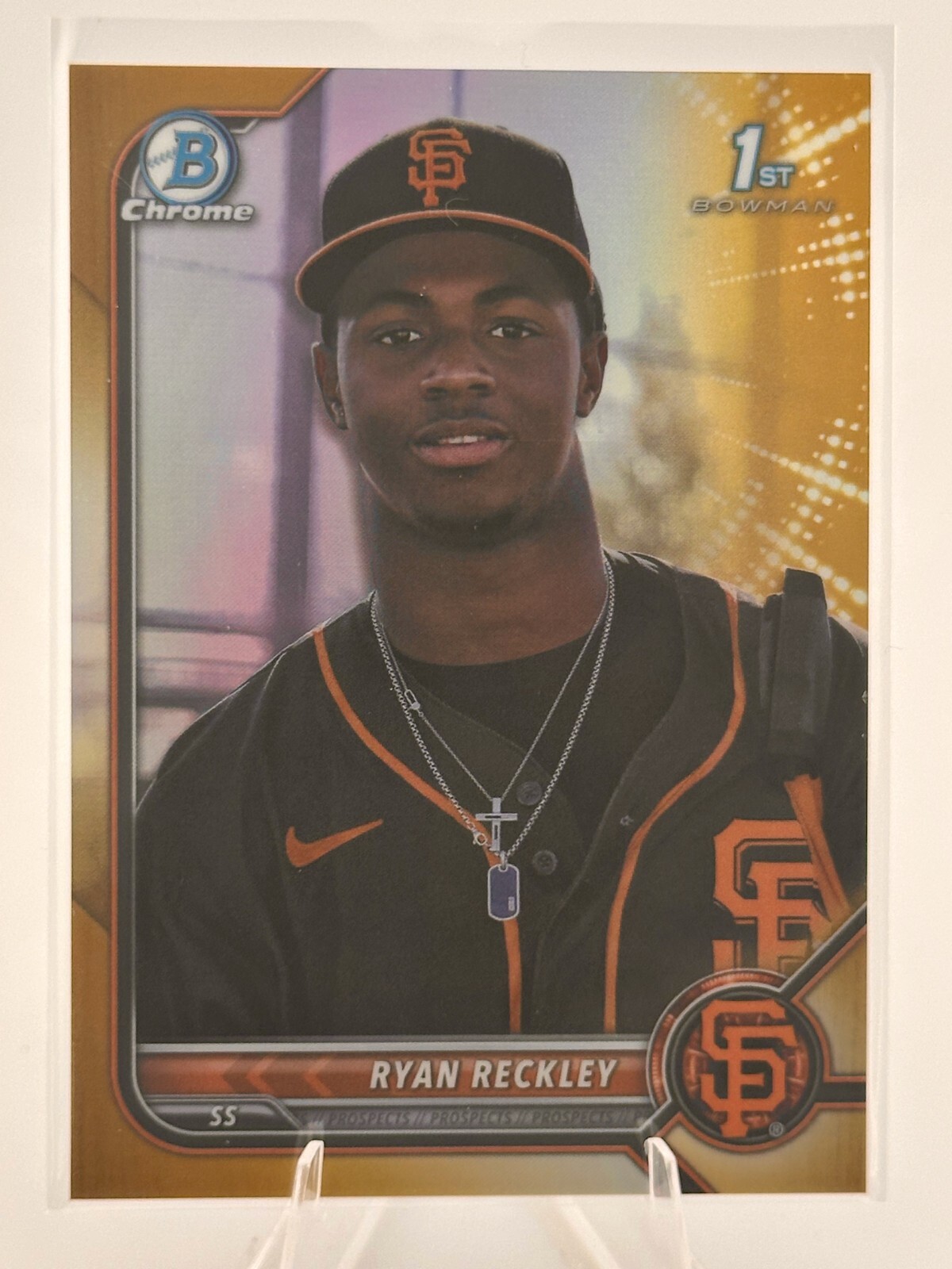 2022 Bowman Chrome - Prospects Gold Refractor #BCP-163 Ryan Reckley /50