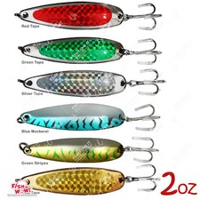 6pcs 2oz Fishing Trolling flutter Spoons with Treble Hooks Casting Jigs Lure New