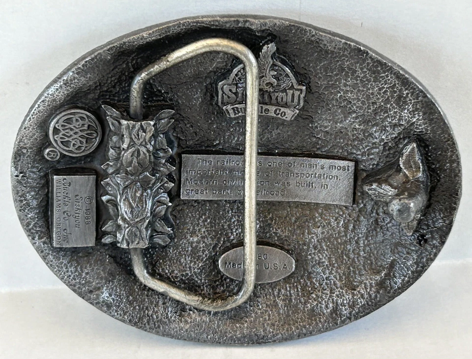 Vintage Belt Buckle Train Locomotive Railroad Siskiyou Buckle Co 1988 - Image 2 of 4