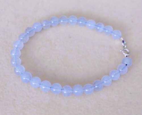 6 mm  Chalcedon   Edelstein  Kugel Armband  19,5 - 20 cm" Silber   (  US-11 * ) - Bild 1 von 2