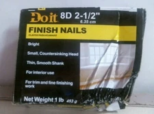 Doit Best 720553, 8D, 2-1/2", Finish Nails, 1lb. Box, Smooth Shank, FREE SHIP