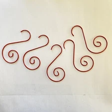 Spiral Wire Ornament Hooks 2" Christmas Tree 40 Hangers Red Color Holiday