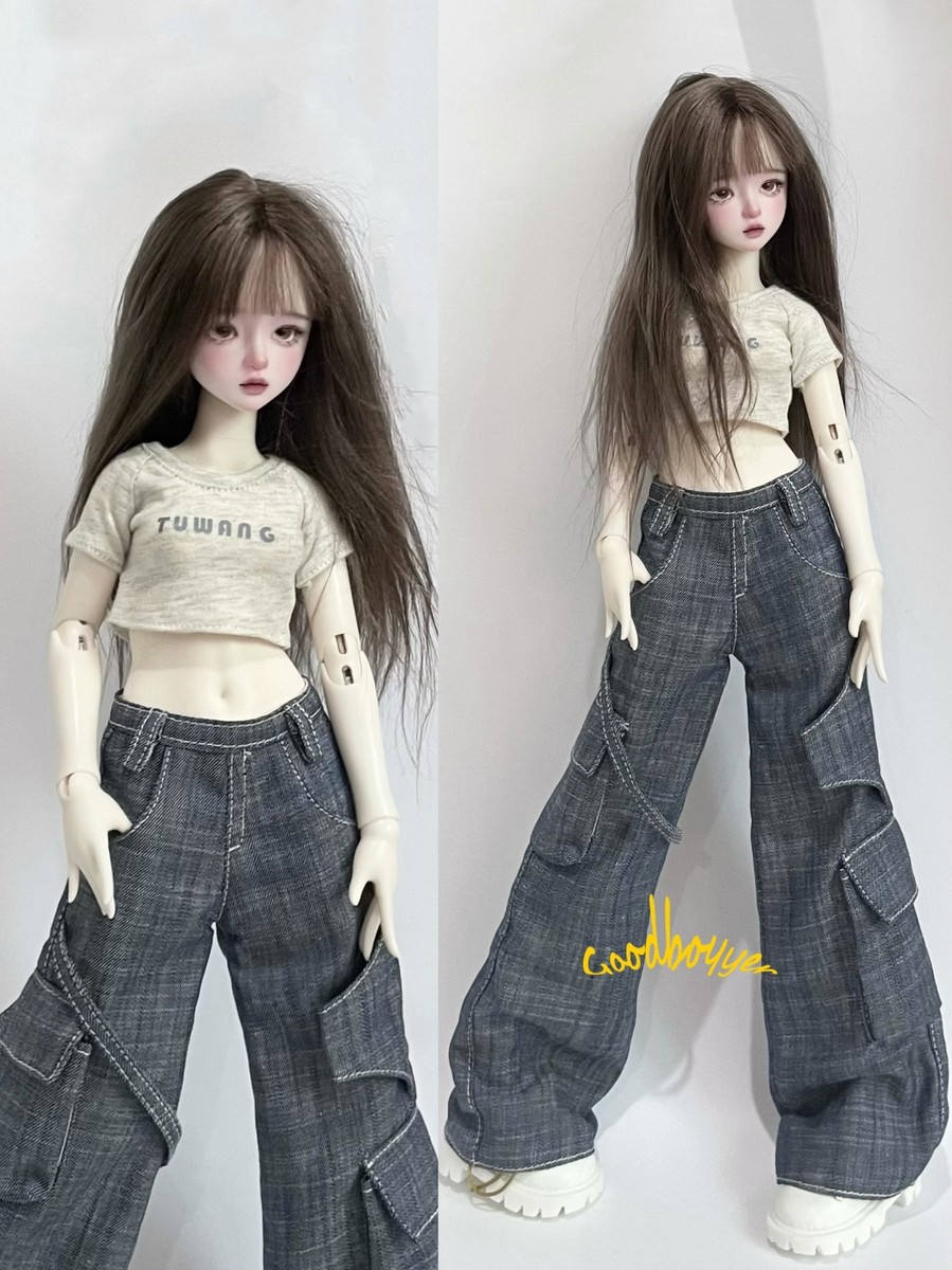 1/4 MSD BJD Clothes Doll Outfit Denim Trousers Wide Leg