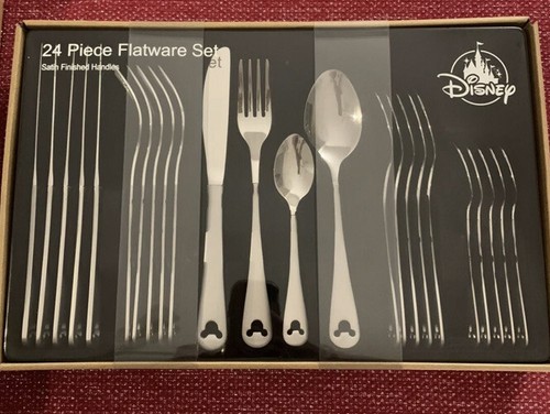 Disney Eats 2020 Mickey Mouse Icon Silver 24 Piece Flatware Set New - Picture 1 of 2