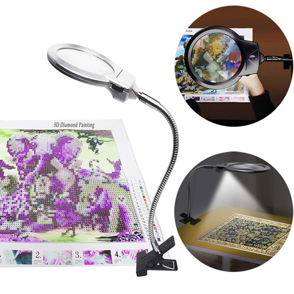 New Desk Table Clamp Mount Top Magnifier LED Light Magnifying Painting Tools TBN