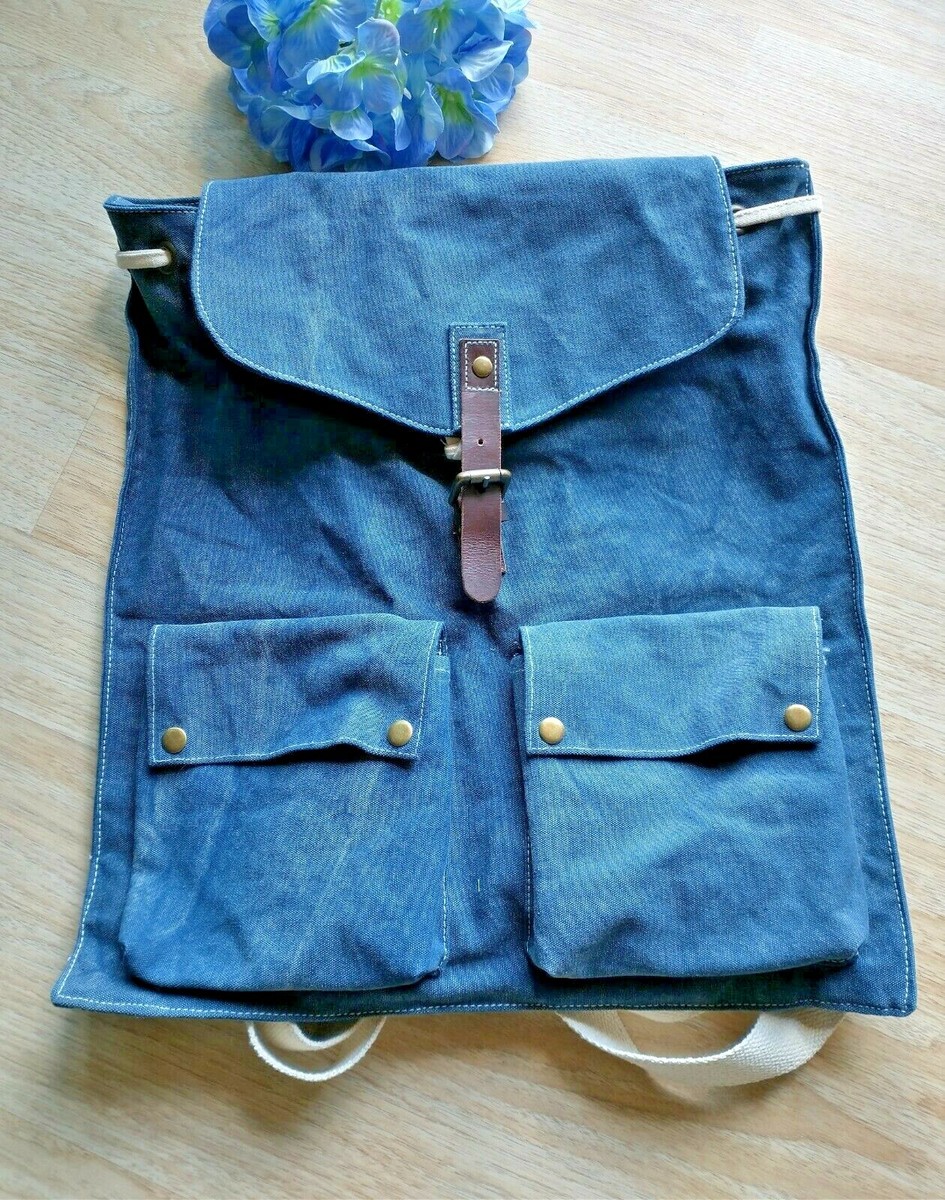CARGOIT Blue & Ivory Canvas Backpack Cargo It Messenger Bag Canvas Convertible Small Sling  main image 3